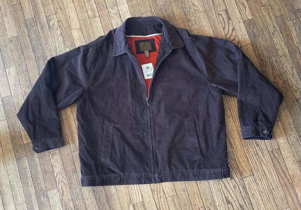 Faded Glory Vintage Brown Corduroy Coat Orange Lining New 2XL
